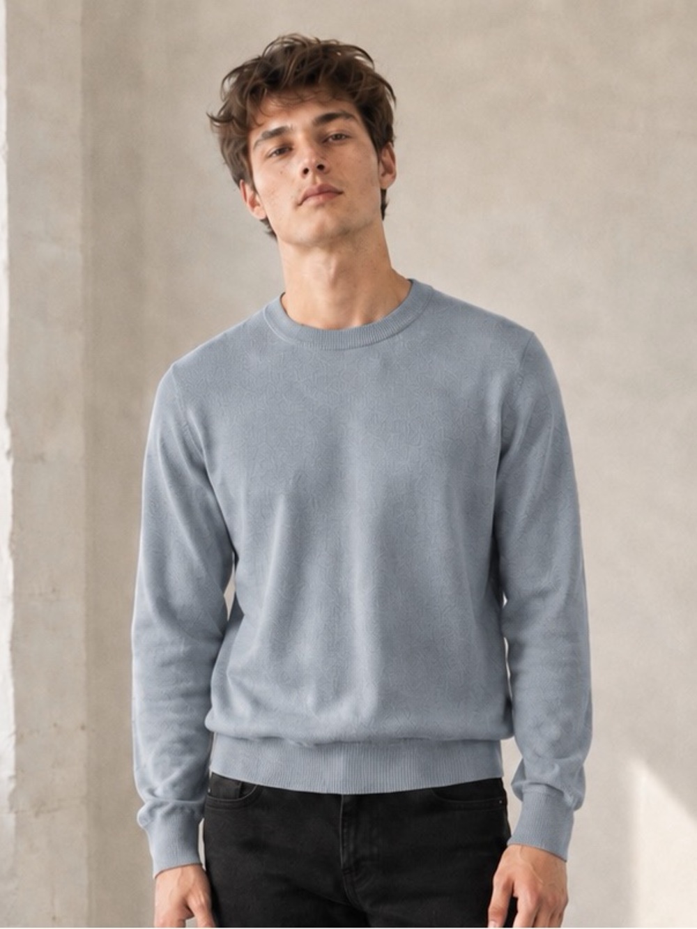 H&M Pale Blue-Gray Men's Crewneck Sweater